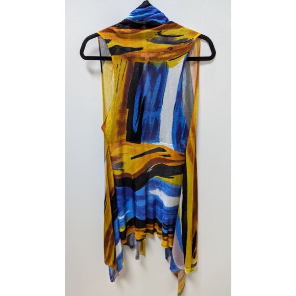 Paris Hues Blue/Yellow Striped Draped Vest - Picture 2 of 2